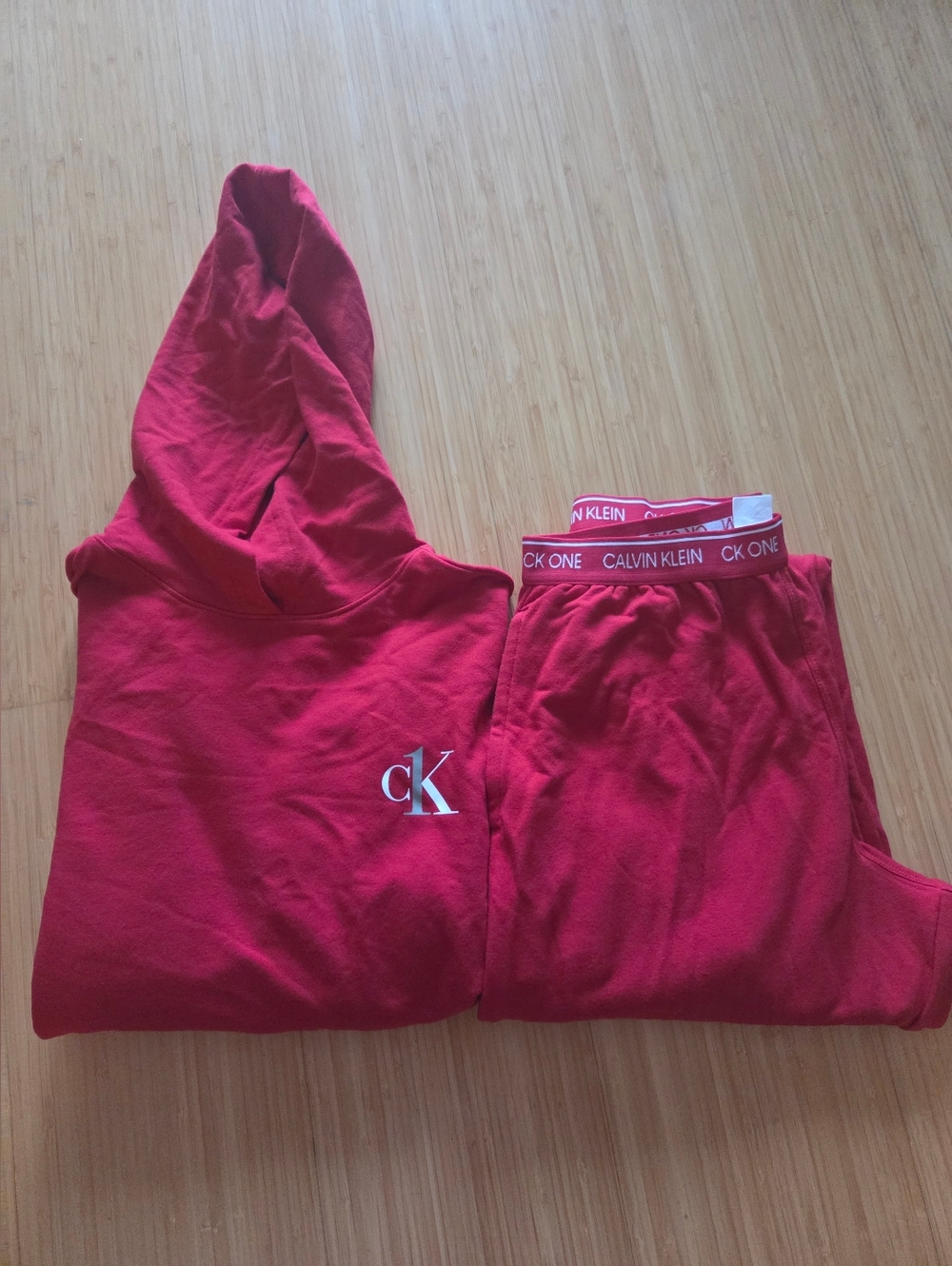 Calvin Klein Womens Red Hoodie & Joggers Set